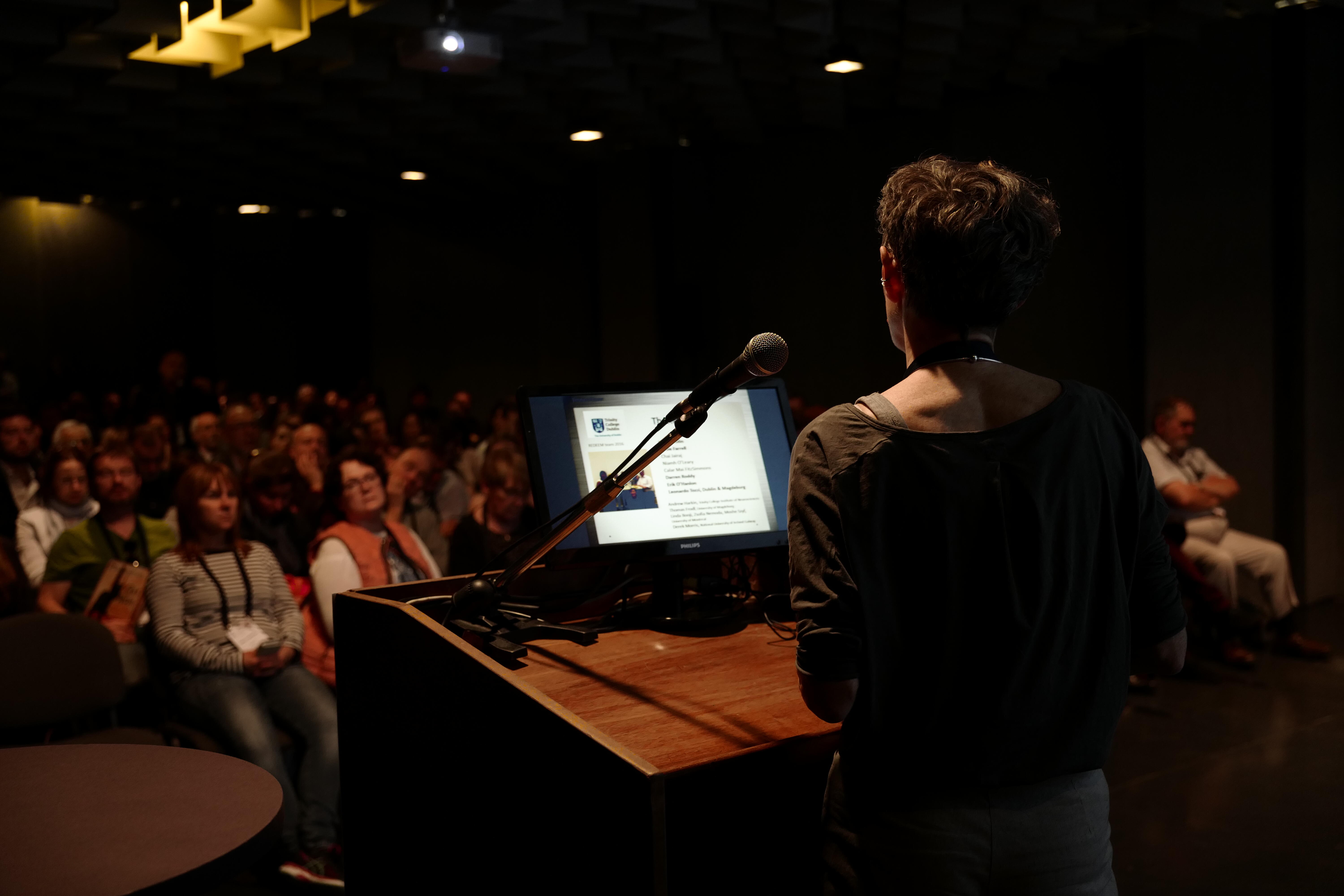 Speaker's side of the stage