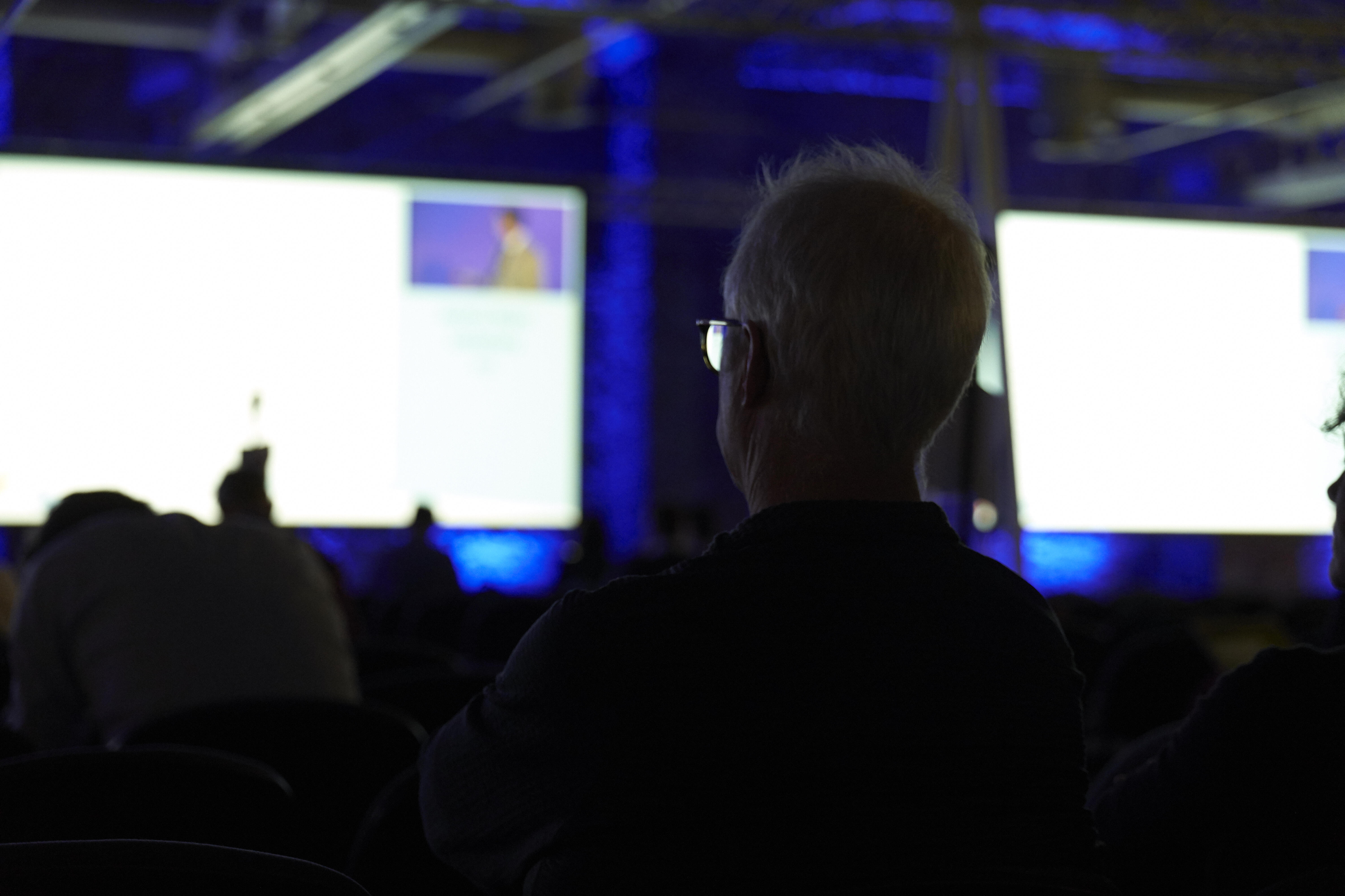 Spectators at a presentation viewing