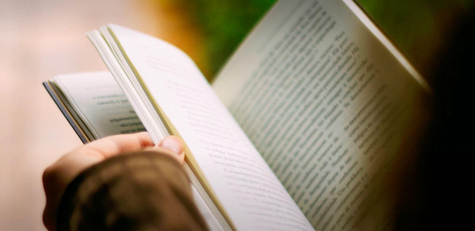 Flipping through book about depression